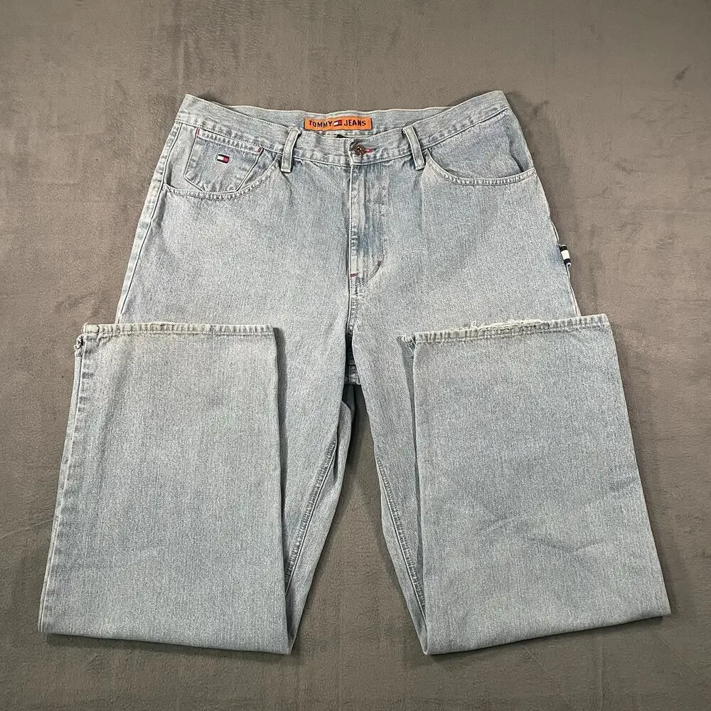 Y2K Tommy Jeans Men’s 36x32 Light Wash Carpenter Denim Utility Jeans